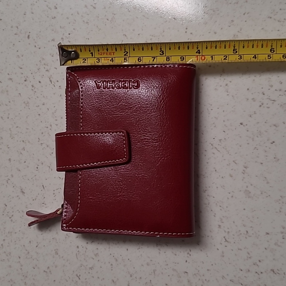 Vegan Leather Bifold Red Wallet - Picture 5 of 5